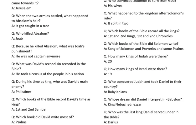 301 Bible Trivia Questions Answers free Download Sunday School Store