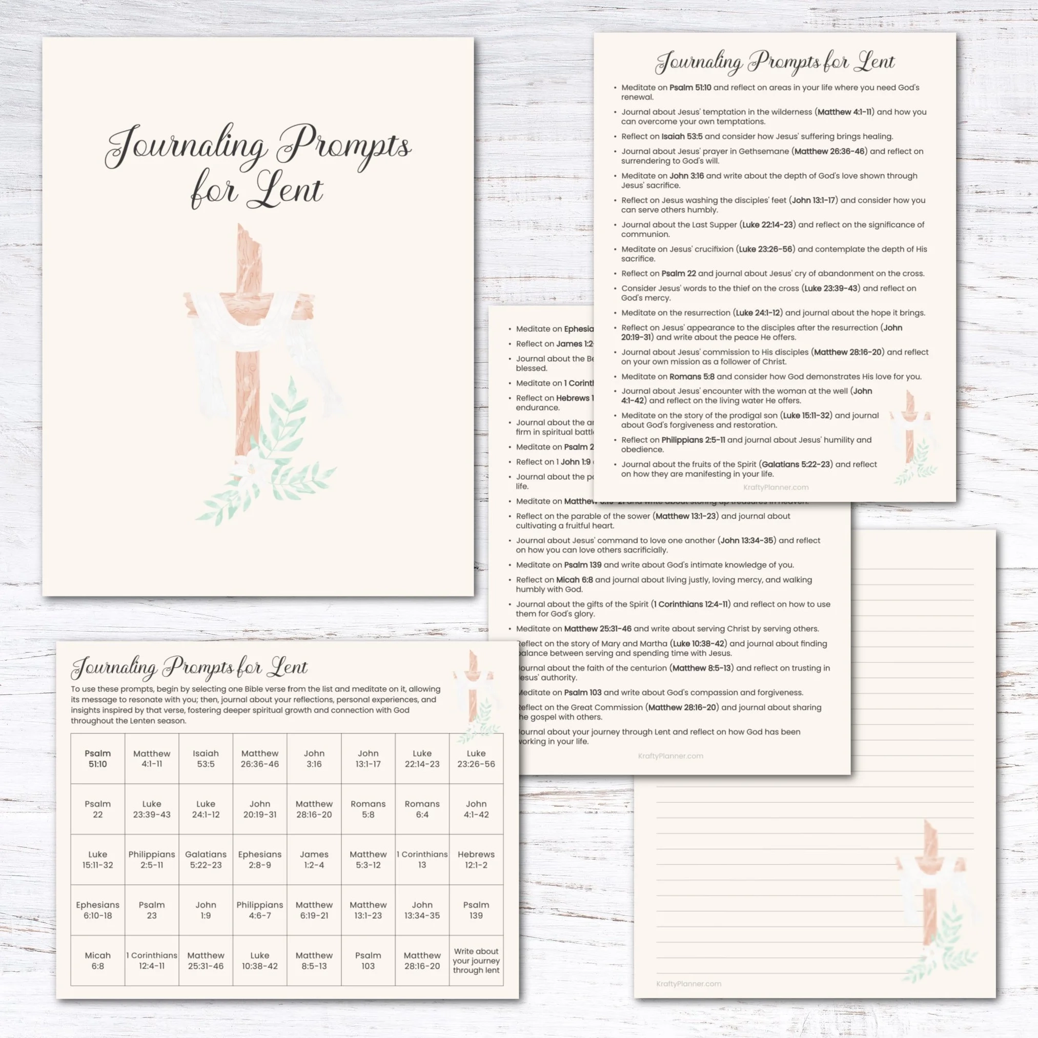 40 Journaling Prompts For Lent A Free Printable Journal Krafty Planner