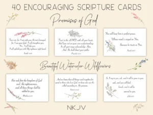 40 NKJV Scripture Cards Promises Of God Printable Bible Memory Verses Encouraging Scripture God s Promises Watercolor Wildflowers Etsy