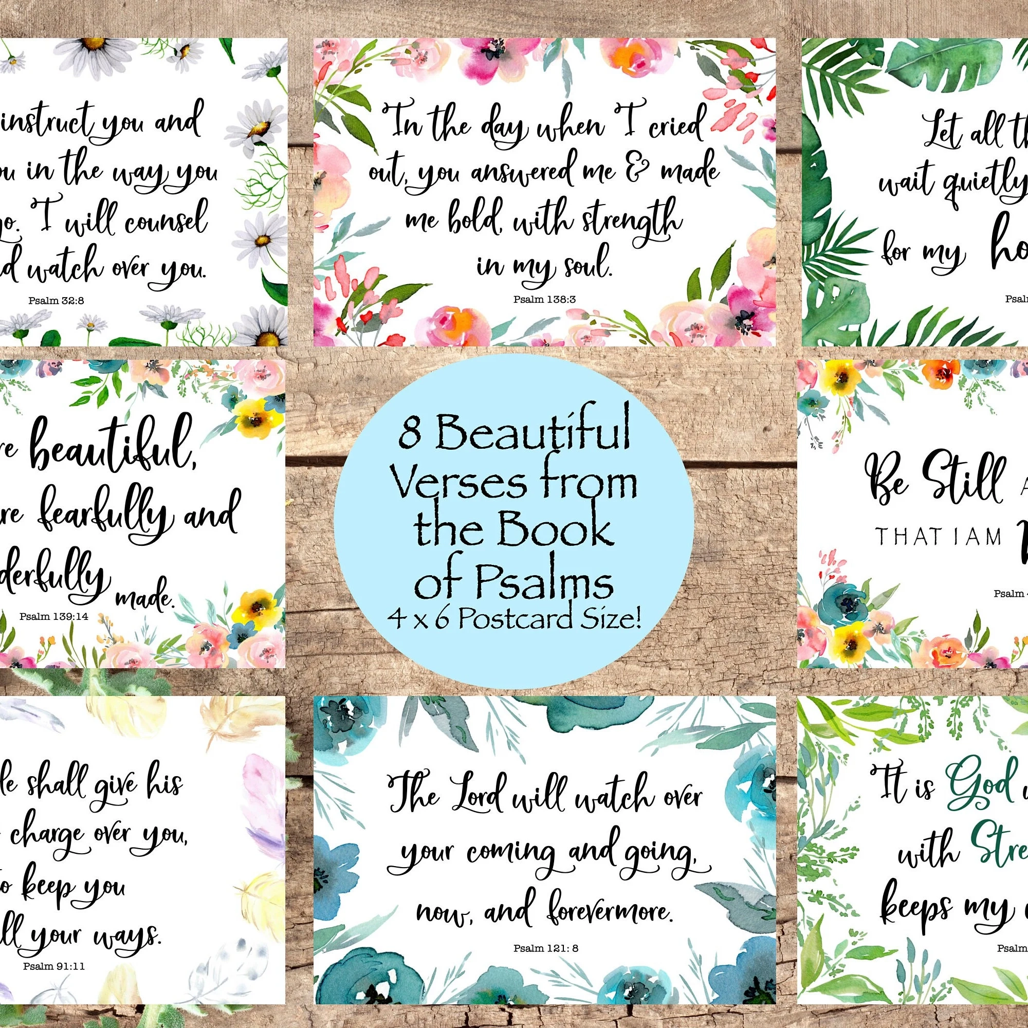 4x6 Bible Verse Cards Psalms Quotes Instant Download Cards Printable Bible Quotes Inspiring Quote Christian Postcards Christian Prints Etsy