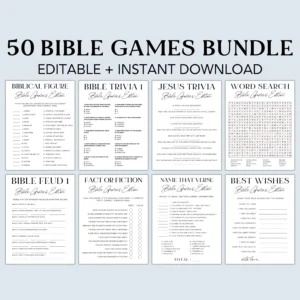 50 Editable Bible Games Bundle Trivia Study Youth canva Template Etsy