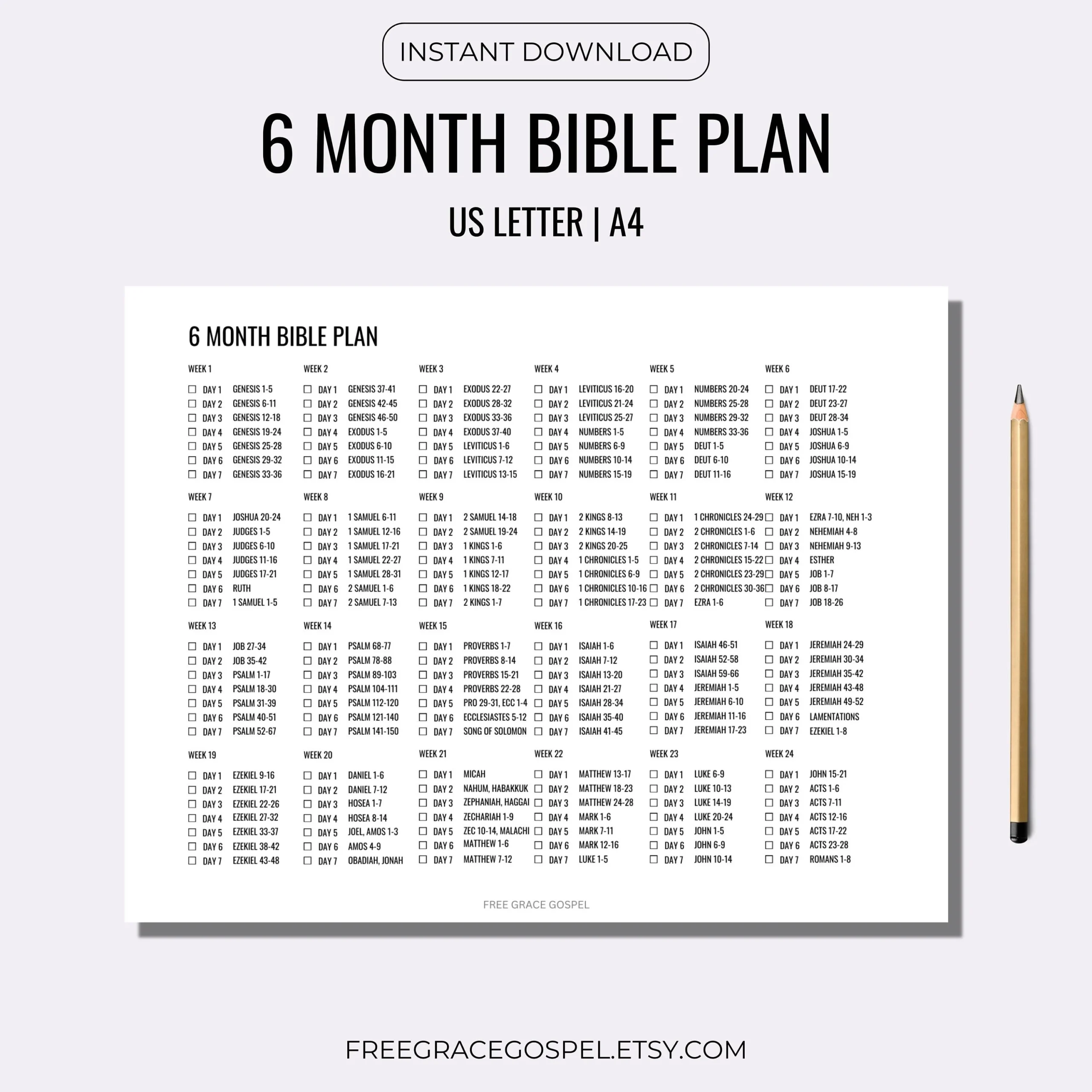 6 Month Bible Plan Bible Reading Plan Printable Start To Finish Six Month Bible Plan Read The Bible 2x A Year Bible Tracker A4 Letter Etsy Israel