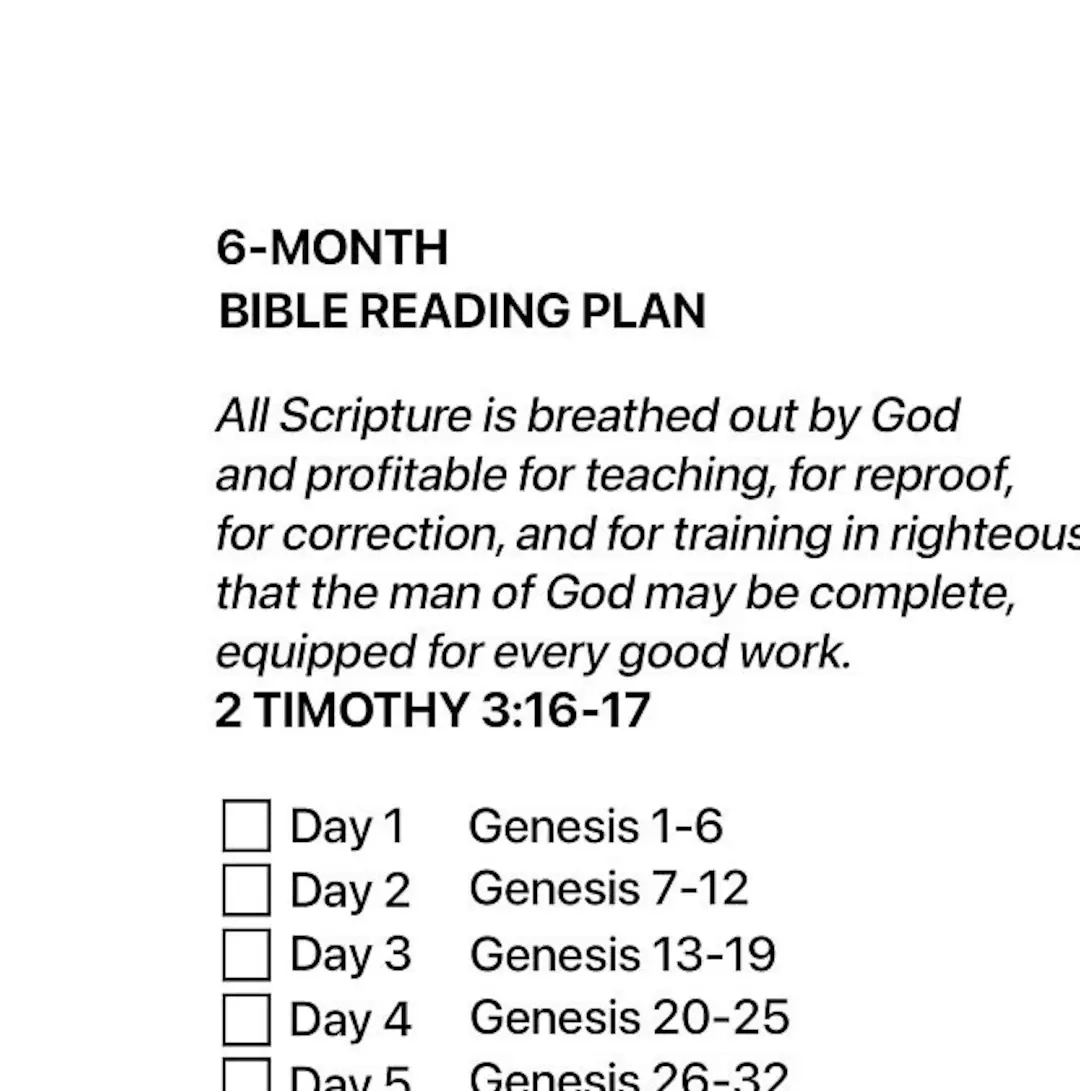 6 month Bible Reading Plan printable Etsy