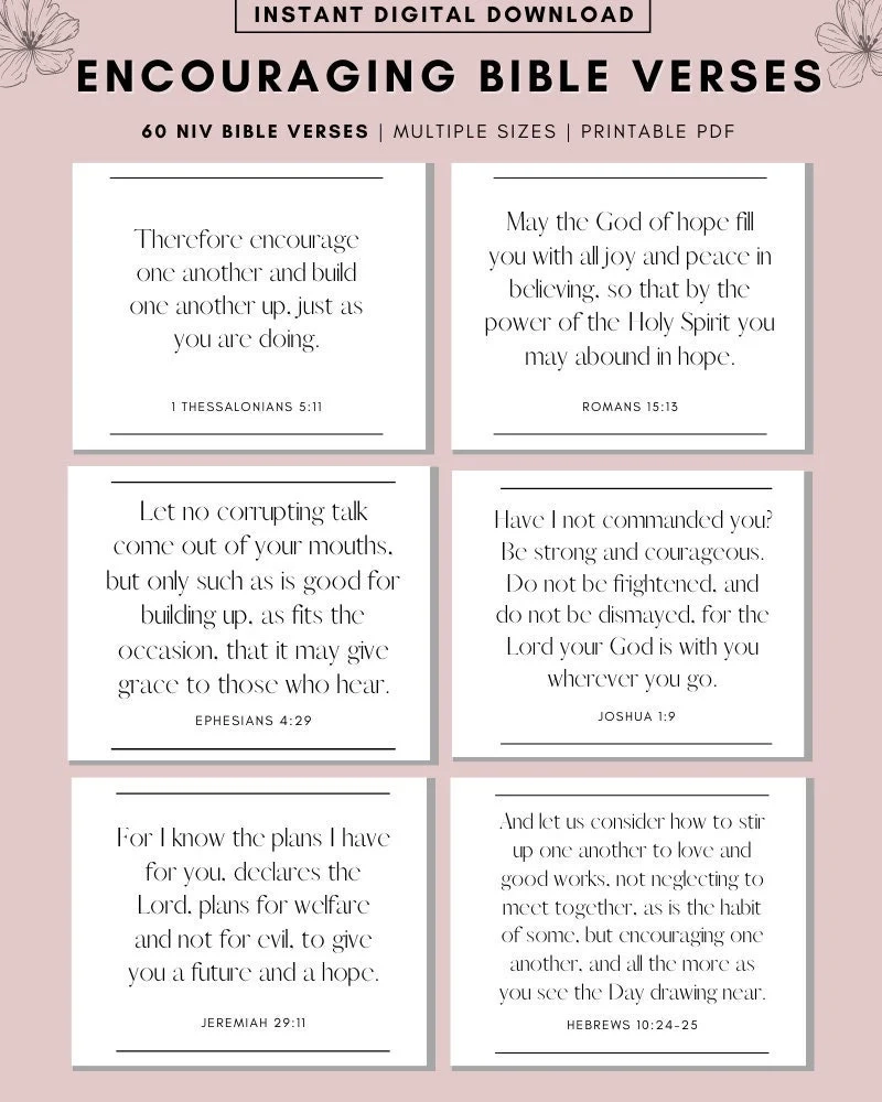 60 NIV Bible Verse Cards Printable Scripture Self Care PDF Etsy
