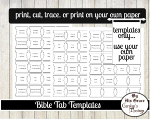 66 Bible Tab Templates Black White Labels digital Download Etsy Israel