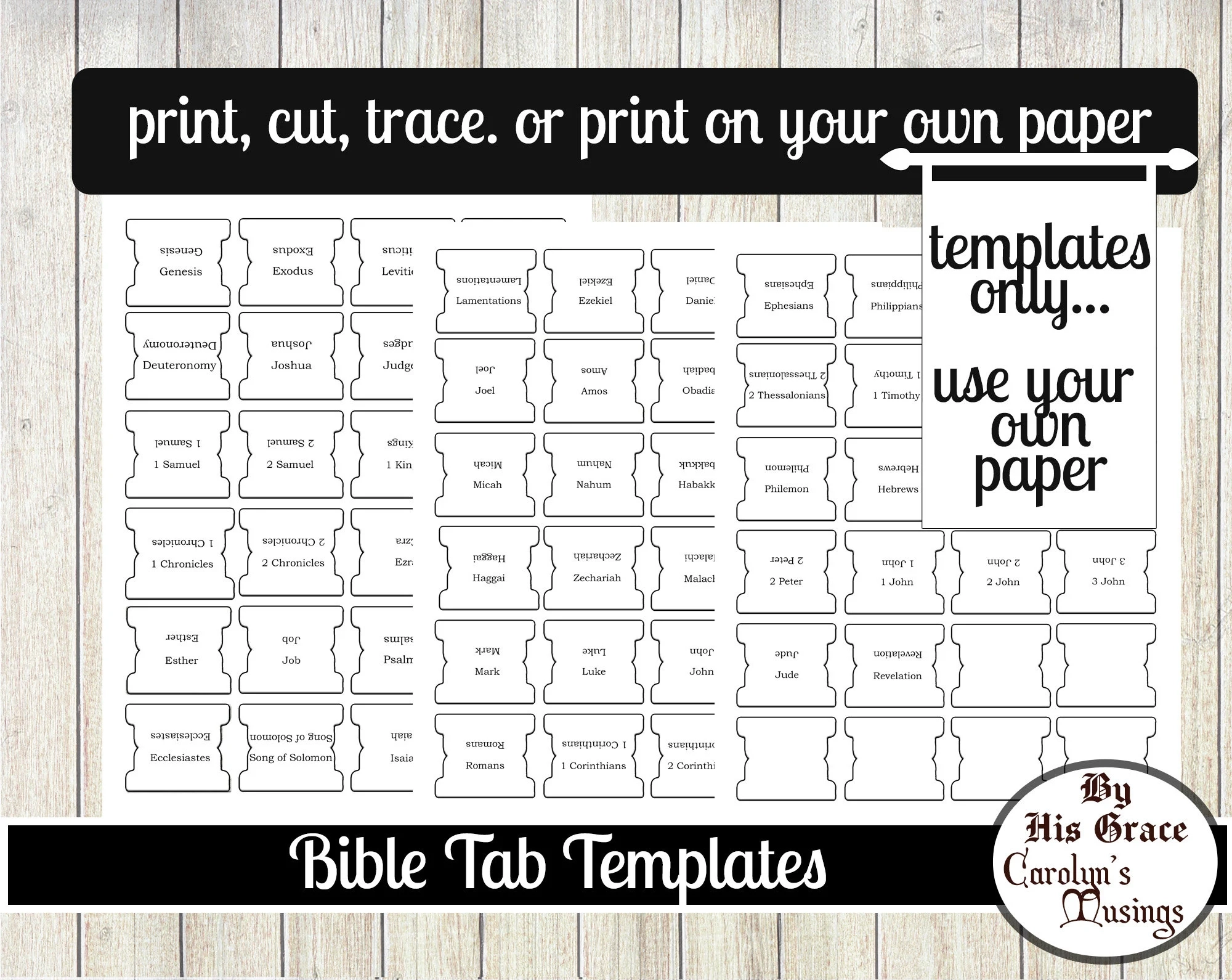 66 Bible Tab Templates Black White Labels digital Download Etsy Israel