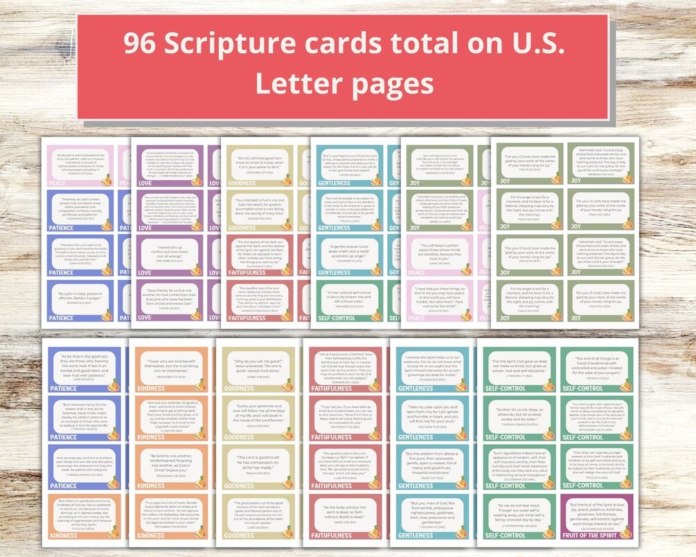 96 Printable Fruit Of The Spirit Color Coded Scripture Cards Bible Verse Cards Bible Verses