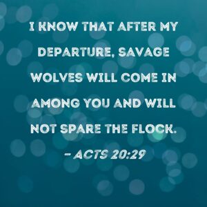 Acts 20 29 I Know That After My Departure Savage Wolves Will Come In Among You And Will Not Spare The Flock