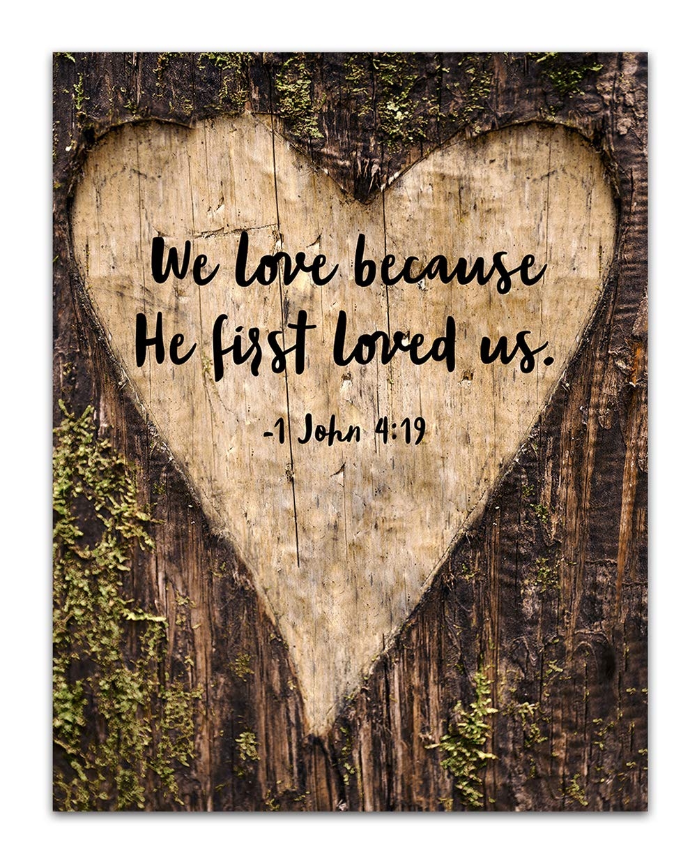 Amazon 1 John 4 19 We Love Because Bible Quote Wall Art Christian Art Print Christian Gifts For Women Religious Verses Desk Decor Bible Verses Office Wall Decor 