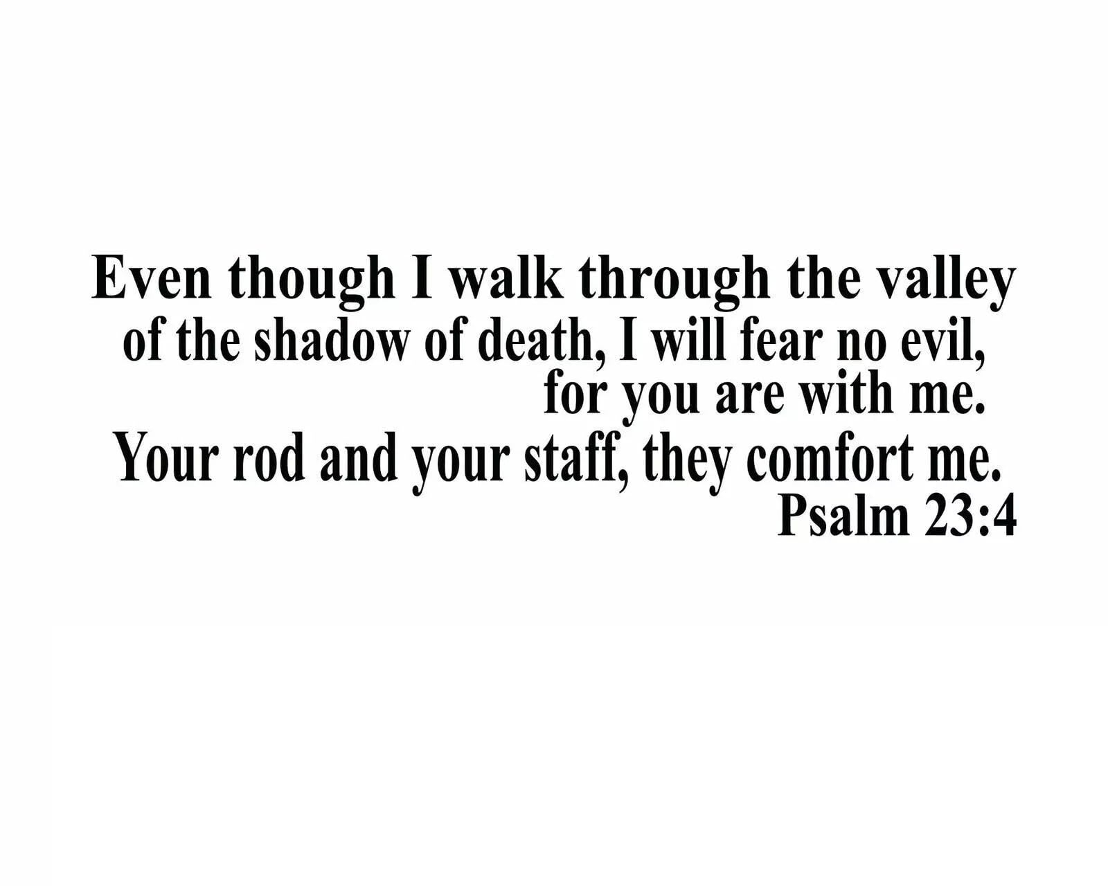 Amazon 1 Pc Of Psalm 23 4 Walk Through Valley Shadow Death Bible Wall Quote Vinyl Decal Sticker 40 x11 7 Full Bed Tools Home Improvement