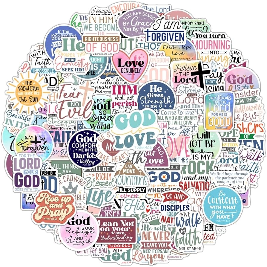 Amazon 100 Pack Christian Scripture Stickers Faith Inspiring Religious Gifts For Easter Bible Study Water Bottles Bible Verse Stickers Christian Gifts For Women Kids Teens Boys And Girls Scripture Toys 