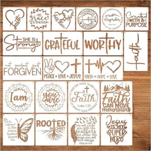Amazon 21pcs Christian Stencils For Crafts Reusable Motivational Bible Verse Template Drawing Religious Stencils For Painting On Wood Sign Fabric Canvas DIY Crafts Office Home Decoration bible21