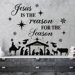 Amazon 3 Pcs Nativity Scene Decor Stickers Christmas Bible Quotes Christian Vinyl Wall Decal Set Jesus Is The Reason For The Season Bible Verse Wall Decals Joy To The World Stickers For