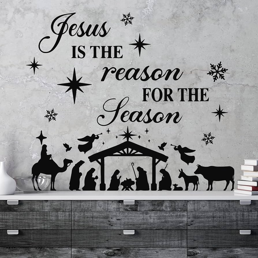 Amazon 3 Pcs Nativity Scene Decor Stickers Christmas Bible Quotes Christian Vinyl Wall Decal Set Jesus Is The Reason For The Season Bible Verse Wall Decals Joy To The World Stickers For