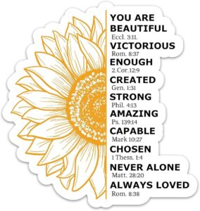 Amazon 3PCs You Are Bible Verse Scripture Sticker Christian Faith Sunflower Stickers Religious Quotes Affirmation Vinyl Waterproof Stickers For Laptop Water Bottle Notebook Tumbler Journal 3 Inches Electronics