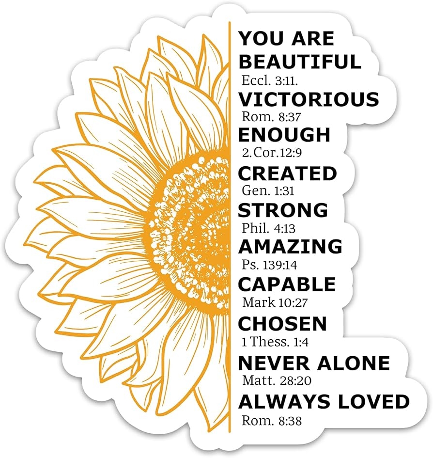 Amazon 3PCs You Are Bible Verse Scripture Sticker Christian Faith Sunflower Stickers Religious Quotes Affirmation Vinyl Waterproof Stickers For Laptop Water Bottle Notebook Tumbler Journal 3 Inches Electronics