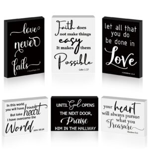 Amazon 6 Pcs Mini Christian Wooden Signs Bible Verse Decor Inspirational Scripture Wood Block Be Still And Know Religious Plaque Art Church Christmas Party Favor Wall Home 3 5x2 5x0 47 In Fresh Style Home