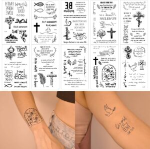 Amazon 72 Pcs Christian Motivational Bible Verse Quotes Words And Cross Temporary Tattoos For Adults Inspirational Believe Strength In God Realistic Black English Word Tattoo For Women Men 727 Beauty