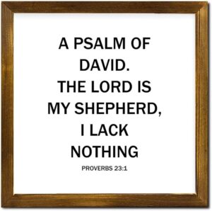 Amazon A Psalm Of David The Lord Is My Shepherd I Lack Nothing Proverbs 23 1 Wood Framed Sign Vintage Boho Bible Verse Signs With Quotes Farmhouse Wall Decor Wall Art For Home
