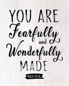 Amazon AMERICAN LUXURY GIFTS Fearfully And Wonderfully Made Psalm 139 14 Christian Scripture Wall Art Inspirational Print For Home Church Nursery Decor 8x10 Unframed Print Handmade Products