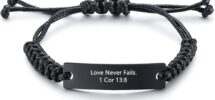 Amazon AMRECH 1 Cor 13 8 Bible Verse Scripture Quotes Bracelet For Men Women Adjustable Stainless Steel Leather Bracelets Inspirational Religious Reminder Jewelry Gift For Him Her Clothing Shoes Jewelry