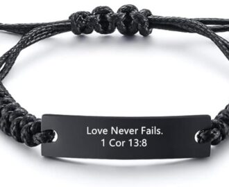 Amazon AMRECH 1 Cor 13 8 Bible Verse Scripture Quotes Bracelet For Men Women Adjustable Stainless Steel Leather Bracelets Inspirational Religious Reminder Jewelry Gift For Him Her Clothing Shoes Jewelry