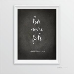 Amazon Andaz Press Biblical Wedding Signs Vintage Chalkboard Print 8 5 inch X 11 inch Love Never Fails 1 Corinthians 13 8 Bible Quotes 1 Pack Home Kitchen