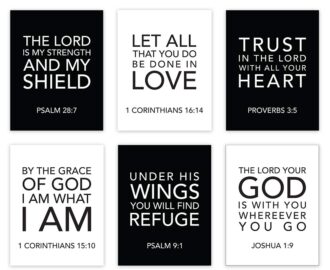 Amazon Andaz Press Black White Christian Bible Quotes Wall Art Poster Home Decor 8 5x11 inch Formal Trust In The Lord With All Your Heart Proverbs 3 5 Corinthians Psalm Joshua 6 Pack Posters Prints
