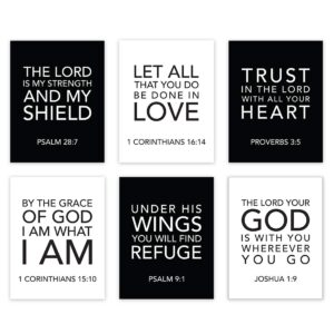 Amazon Andaz Press Black White Christian Bible Quotes Wall Art Poster Home Decor 8 5x11 inch Formal Trust In The Lord With All Your Heart Proverbs 3 5 Corinthians Psalm Joshua 6 Pack Posters Prints