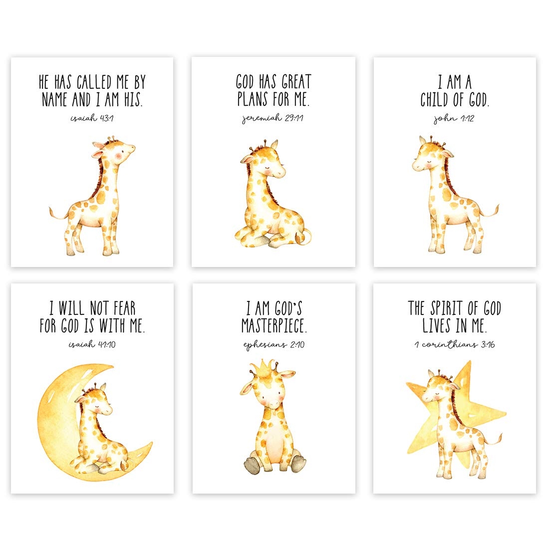 Amazon Andaz Press Christian Bible Verses Quotes Nursery Kids Bedroom Unframed Hanging Wall Art Poster Decor 8 5x11 inch Giraffe Graphics Theme I Am A Child Of God 6 Pack No Frames Everything Else