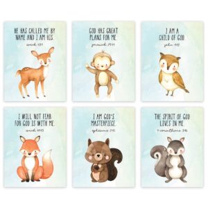 Amazon Andaz Press Christian Bible Verses Quotes Nursery Kids Bedroom Unframed Hanging Wall Art Poster Decor 8 5x11 inch Jungle Safari Animals Watercolor Green I Am A Child Of God 6 Pack No Frames