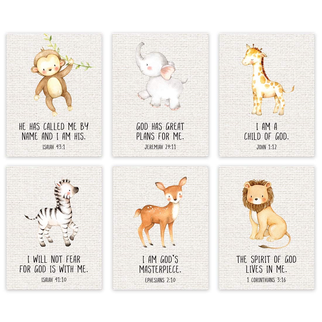 Amazon Andaz Press Christian Bible Verses Quotes Nursery Kids Room Unframed Hanging Wall Art Poster Home Decor 8 5x11 inch Jungle Safari Animals Theme Burlap 6 Pack No Frames Everything Else