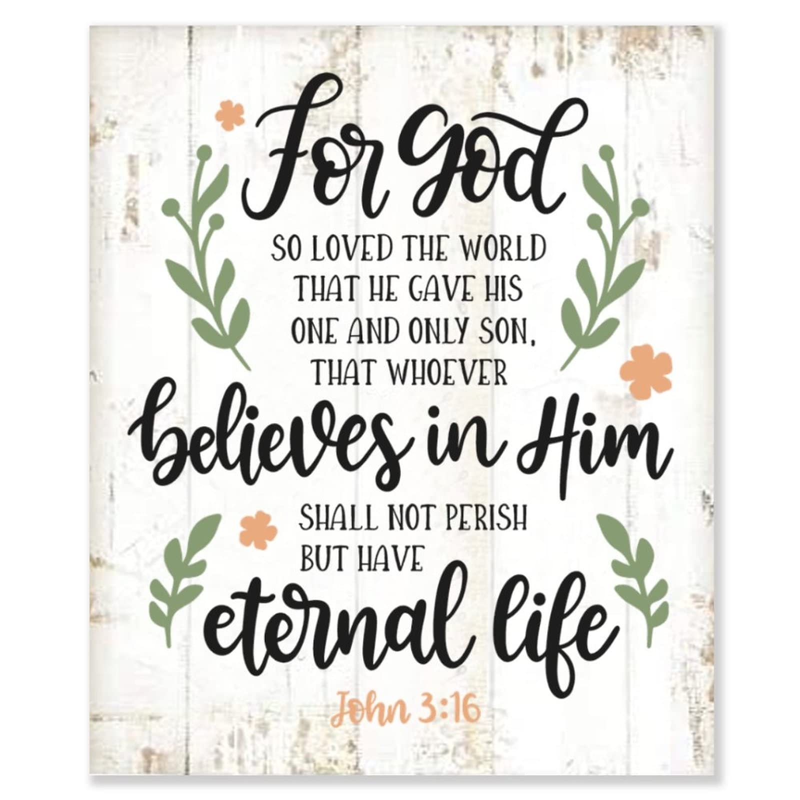 Amazon ArogGeld John 3 16 Bible Verses Christian Wooden Sign For God So Loved The World Decorative Plaque Hanging Wall Art Decor For Living Room Bedroom Housewarming Gift Home Kitchen