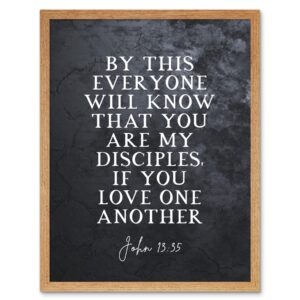 Amazon Artery8 John 13 35 My Disciples Love One Another Christian Bible Verse Quote Scripture Typography Art Print Framed Poster Wall Decor 12x16 Inch Posters Prints