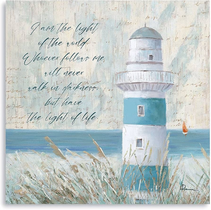 Amazon B BLINGBLING Nautical Lighthouse Bible Verses Wall Decor Aqua Canvas Print Pictures Beach Themed Bathroom Decorations Christian Scripture Wall Art With Inspirational Quotes Framed 12 x12 Posters Prints