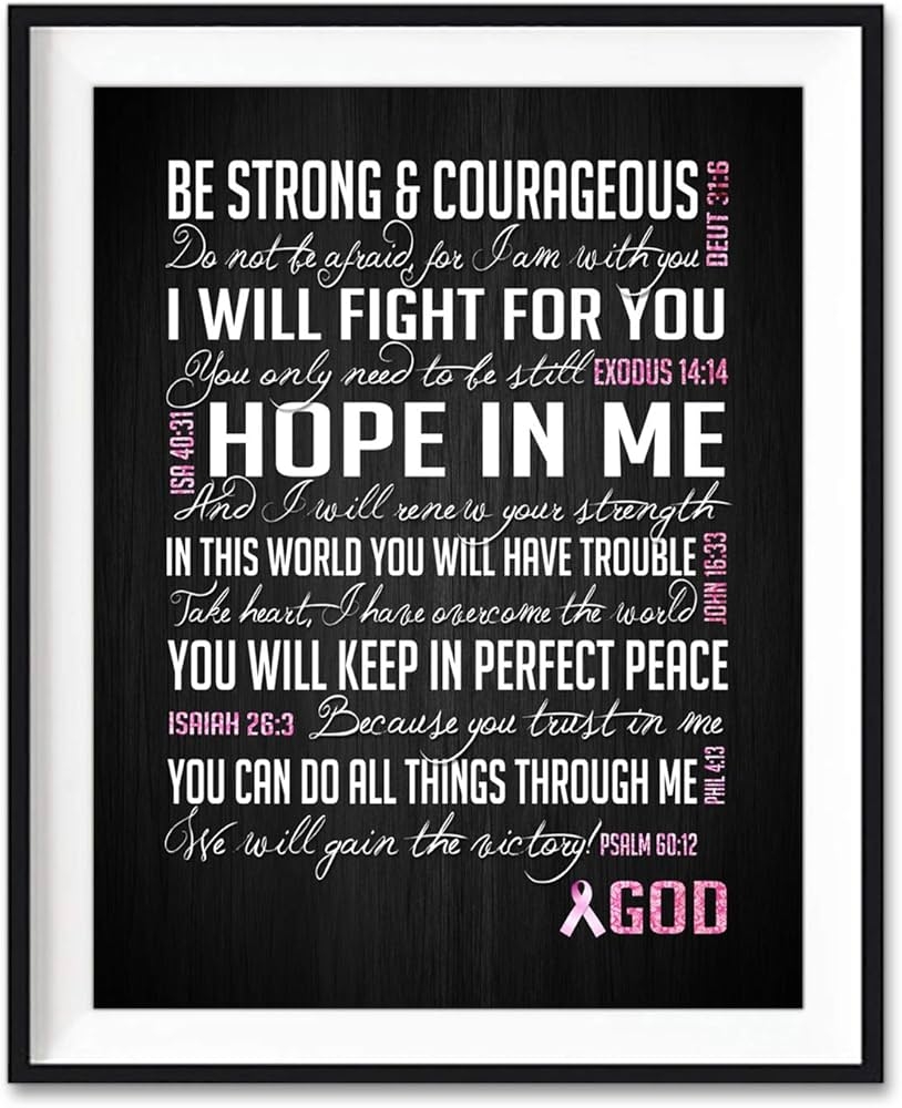 Amazon Be Strong And Courageous Breast Cancer Awareness Encouragement Art Print Unframed Pink Survivor Bible Verse Scriptures Poster Gift For Her 5x7 Inches Handmade Products