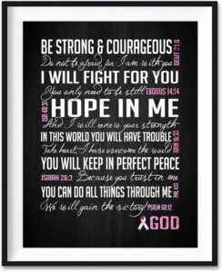 Amazon Be Strong And Courageous Breast Cancer Awareness Encouragement Art Print Unframed Pink Survivor Bible Verse Scriptures Poster Gift For Her 5x7 Inches Handmade Products