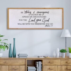 Amazon Be Strong And Courageous Sign Wall Decor 40 x15 Large Farmhouse Living Room Plaque Joshua 1 9 Bible Verse Inspirational Quote Positive Faith Home Hanging Rustic Catholic Scripture Christian Art Wood Home