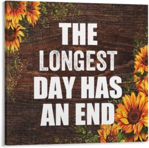 Amazon Bible Verse Quotes Canvas Wall Art 12x12in The Longest Day Has An End Canvas Print Wall Artwork Ready To Hang Rustic Wall Plaque Poster For Home Office Living Room Bedroom Bathroom Decoration