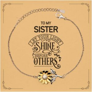 Amazon Bible Verse Sister Christmas Gifts To My Sister Let Your Light Shine Before Others Keepsake Sister Sunflower Bracelet Message Card Gifts Birthday Gifts For Sister Clothing Shoes Jewelry