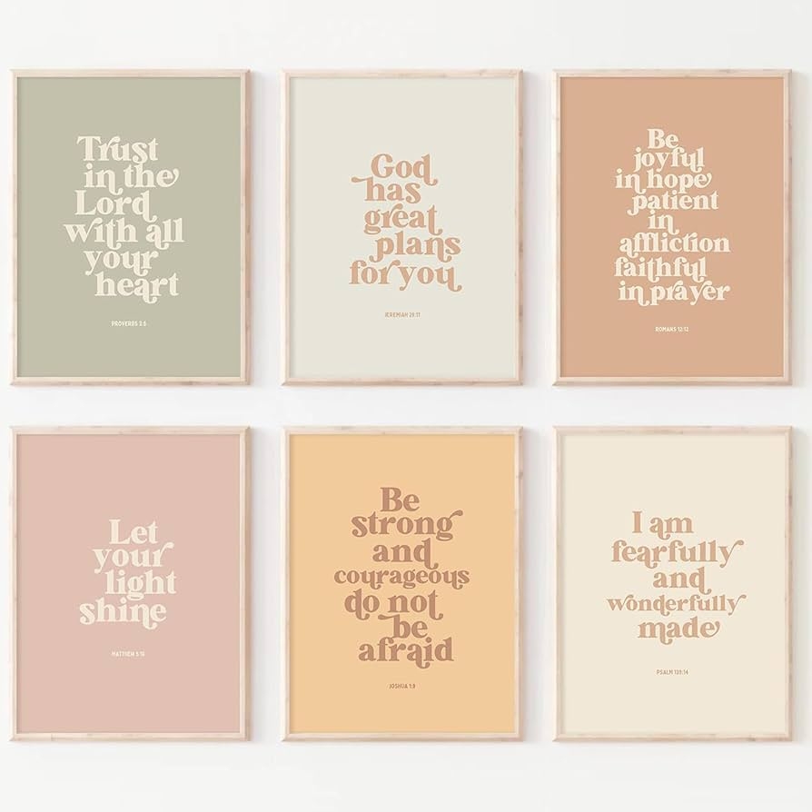 Amazon Bible Verse Wall Art Decor Kids Christian Canvas Pictures Inspirational Quotes Wall Art Jesus Religious Posters Educational Kids Artwork Christian Boho Prints For Bedroom 12x16 Inch Unframed Set Of 6 Posters