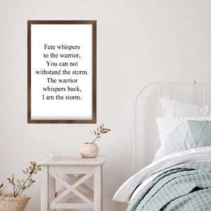 Amazon Bible Verse Wood Framed Signs Fate Whispers To The Warrior You Can Not Withstand The Storm Rustic Home Decor Inspirational Quote Wall Art For Bedroom Bathroom Kitchen 12x8in Home