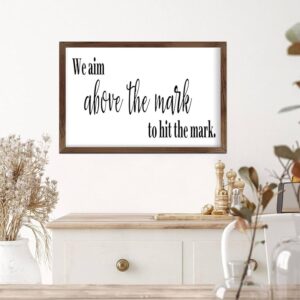 Amazon Bible Verse Wood Framed Signs We Aim Above The Mark To Hit The Mark Christian Home Decor Scripture Wooden Plaque Inspirational Quote Wall Art For Bedroom Bathroom Restroom Kitchen 8x12in