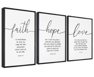 Amazon Bible Verses 3 Piece Canvas Wall Art Decor Framed Wall Art Ready To Hang Faith Hope And Love Wall Art For Living Room Large Size Christian Art Religious Quotes Wall Decor