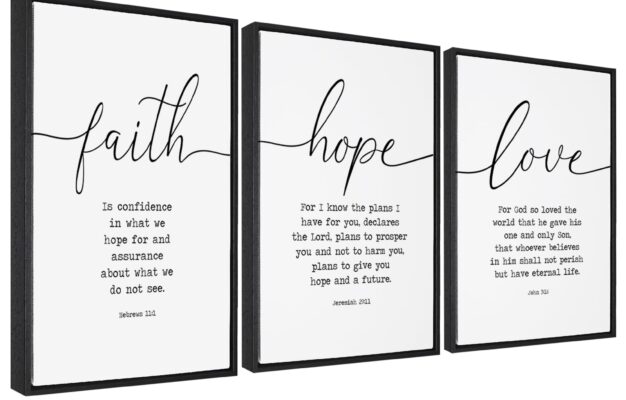 Amazon Bible Verses 3 Piece Canvas Wall Art Decor Framed Wall Art Ready To Hang Faith Hope And Love Wall Art For Living Room Large Size Christian Art Religious Quotes Wall Decor