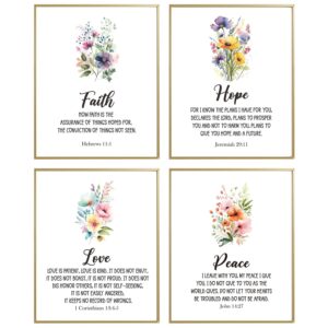 Amazon Biblical Inspirational Wall Art Posters Motivational Bible Verse Printable Faith Hope Love Peace Set Of 4 8x10 In Scripture Art Christian Bedroom Decor Psalm Prints Posters Prints