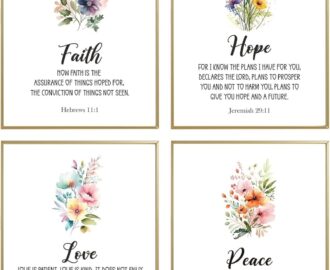 Amazon Biblical Inspirational Wall Art Posters Motivational Bible Verse Printable Faith Hope Love Peace Set Of 4 8x10 In Scripture Art Christian Bedroom Decor Psalm Prints Posters Prints