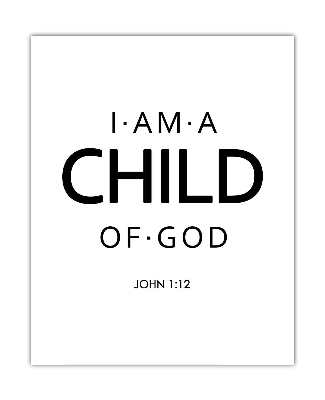 Amazon Buzz Unplugged I Am A Child Of God John 1 12 Inspirational Bible Verses Christian Scripture Positive Quotes Religious Bible Verse Wall Art Decor For Home Office Unframed Posters