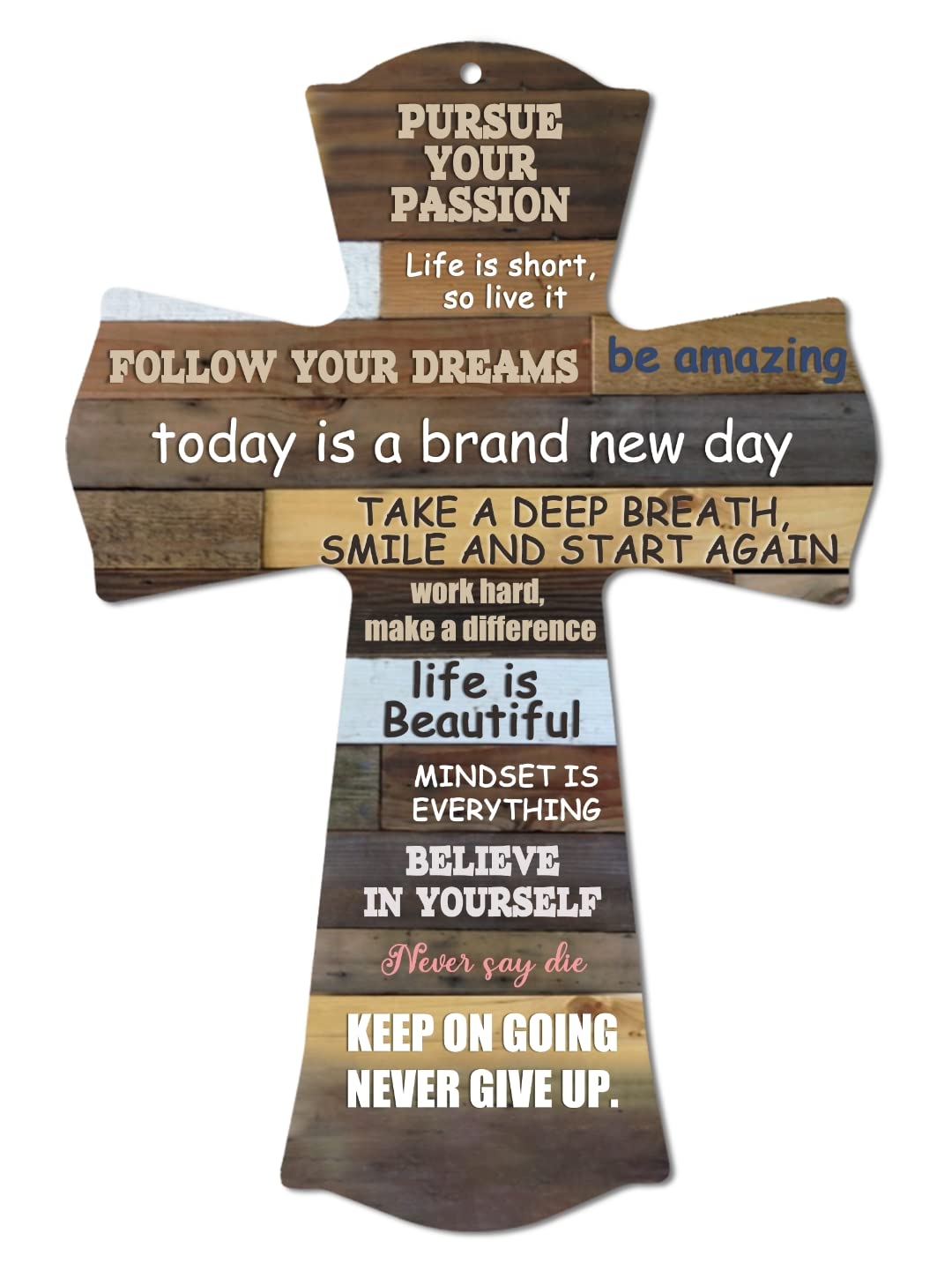 Amazon CALUOHO Christian Bible Verse Wooden Cross Plaque Inspirational Scripture Quote Wall Art Crossword For Front Door Kitchen Farmhouse Home Decor 8 5x12 Inch Home Kitchen