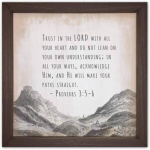 Amazon Catholic To The Max Trust In The Lord With All Your Heart Proverbs 3 5 6 Rustic Framed Quote Handmade Wall Decor 12 x 12 Home Kitchen